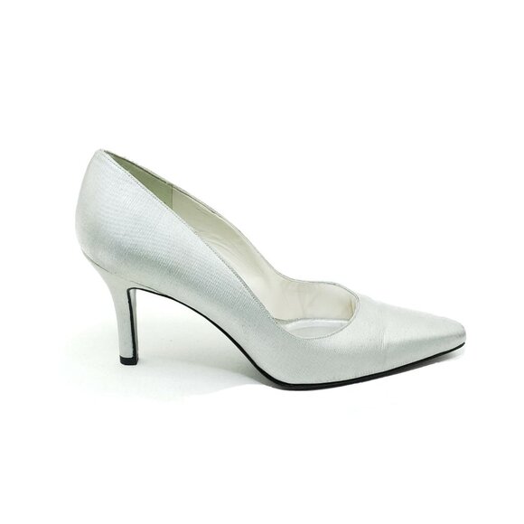 Stuart Weitzman Womens Silver Metallic Pointed Toe Pumps Size 9B Heels - Picture 8 of 11